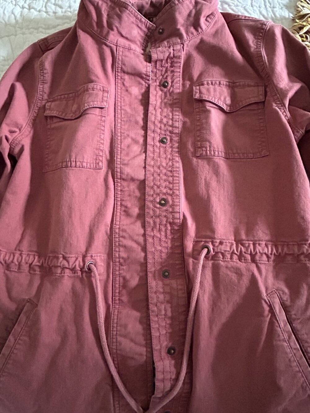 Wear Pact Earth's Clothing Utility Jacket 97% Organic Cotton Small Pink Animal - Picture 7 of 13